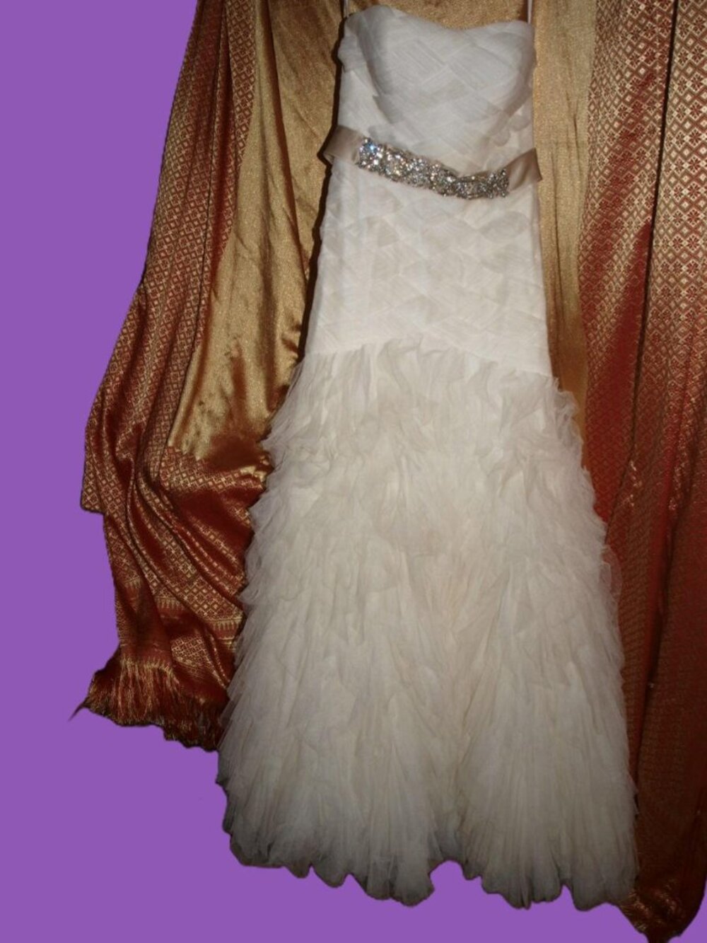 Size 6 Wedding DRESS By Galina Signature Used once for photo shoot Strapless